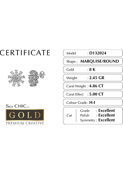 Beyaz Altın Sertifikalı Premium Creative Markiz Taşlı Küpe fiyatları