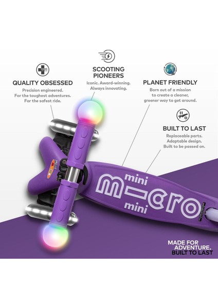 Mini Deluxe Magic Purple Işıklı (Led) Scooter MMD129 modelleri
