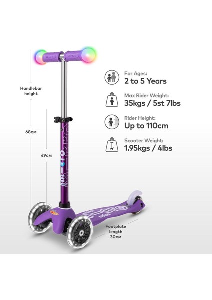 Mini Deluxe Magic Purple Işıklı (Led) Scooter MMD129 fırsatları