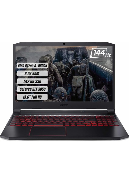 Nitro 5 AN515-45 R-423 Ryzen 5 5600H 8GB 512GB SSD RTX3050 144 hz Freedos 15.6" FHD Taşınabilir Bilgisayar