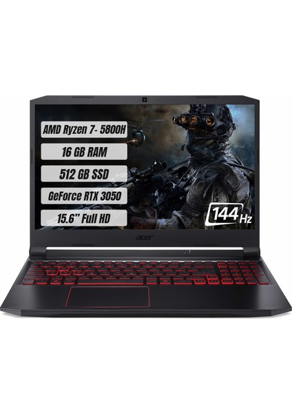 Nitro 5 AN515-45 AMD Ryzen 7 5800H 16GB 512GB SSD RTX3050 Freedos 15.6" FHD Taşınabilir Bilgisayar NH.QBAEY.004