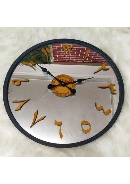 RacartShop Arapça Rakamlı Dekoratif Aynalı Duvar Saati - 71