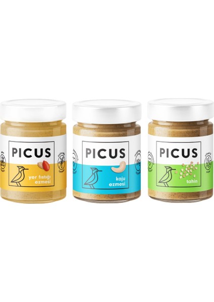 Yer Fıstığı Ezmesi 300 gr x 1 Kaju Ezmesi 195 gr x 1 Tahin 285 gr x 1