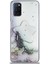Oppo A52 Kapak Mermer Desenli Pop Socketli Silikon Kılıf - Beyaz 1