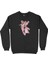 Düşünceli Pembe Panter Siyah Sweatshirt 1