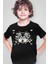 Geometrik Kurt Siyah Kısa Kollu Kız Erkek Uniseks Çocuk T-Shirt 1