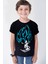 Mavi Saçlı Kahraman Siyah Kısa Kollu Kız Erkek Uniseks Çocuk T-Shirt 1