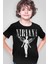 Melek Nirvana Siyah Kısa Kollu Kız Erkek Uniseks Çocuk T-Shirt 1