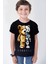 Robot Ayı Siyah Kısa Kollu Kız Erkek Uniseks Çocuk T-Shirt 1