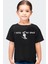 Uzayda Kaykay Siyah Kısa Kollu Kız Erkek Uniseks Çocuk T-Shirt 1