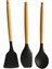 Ahşap Saplı Yanmaz Yapışmaz Silikon Spatula 3 ' Lü Set 1