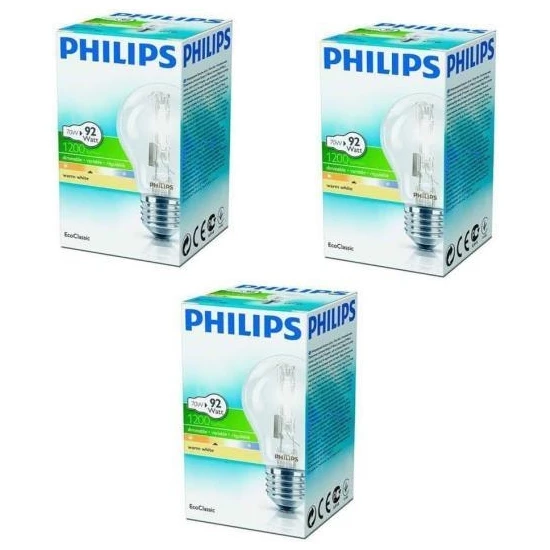 Philips 70W (92W) Işığı Ayarlanabilir Halojen Ampul 2800K Sarı E27 (3 Adet)