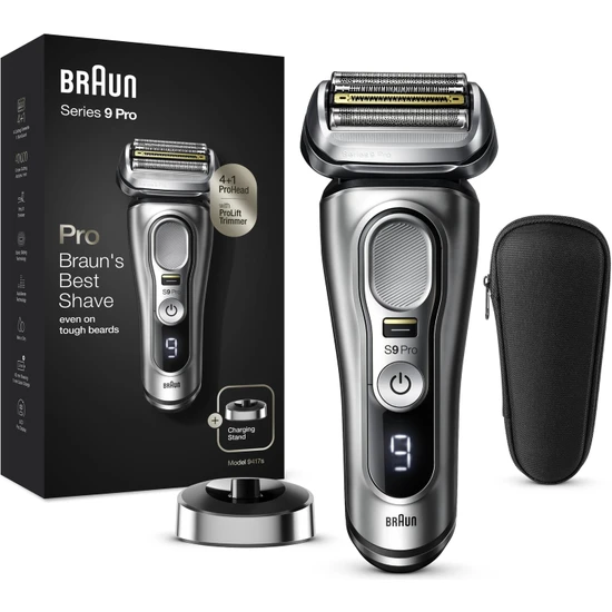 Braun Series 9 Pro 9417 Islak & Kuru Şarjlı Tıraş Makinesi + Şarj Standı + Seyahat Çantası