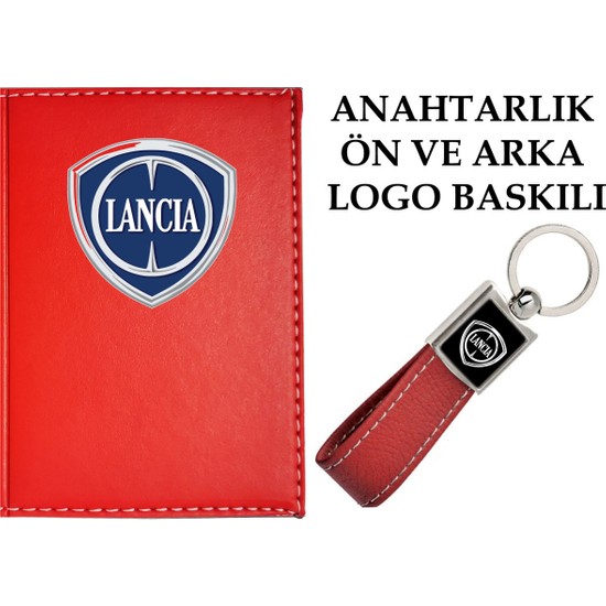 Promosyon Denizi Lancıa Logolu Kırmızı Ruhsat Kabı ve Lancıa Logolu Anahtarlık