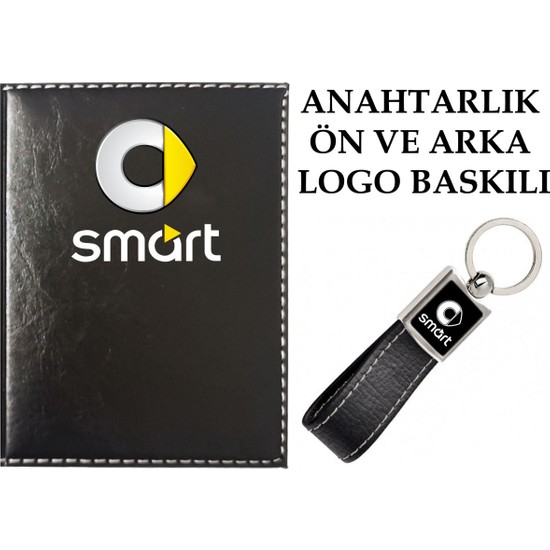 Promosyon Denizi Smart Logolu Siyah Ruhsat Kabı ve Smart Logolu Anahtarlık