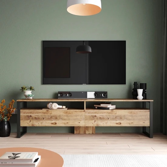 L'occi Concept HW19 Hewson Metal Tv Ünitesi Tv Sehpası 2 Kapaklı 180cm