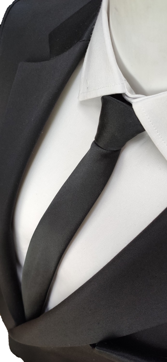 Elegante Cravatte Erkek Kravat Düz Siyah Dupont Mat Saten Extra Slim Kalıp Günlük ve Özel Kullanım