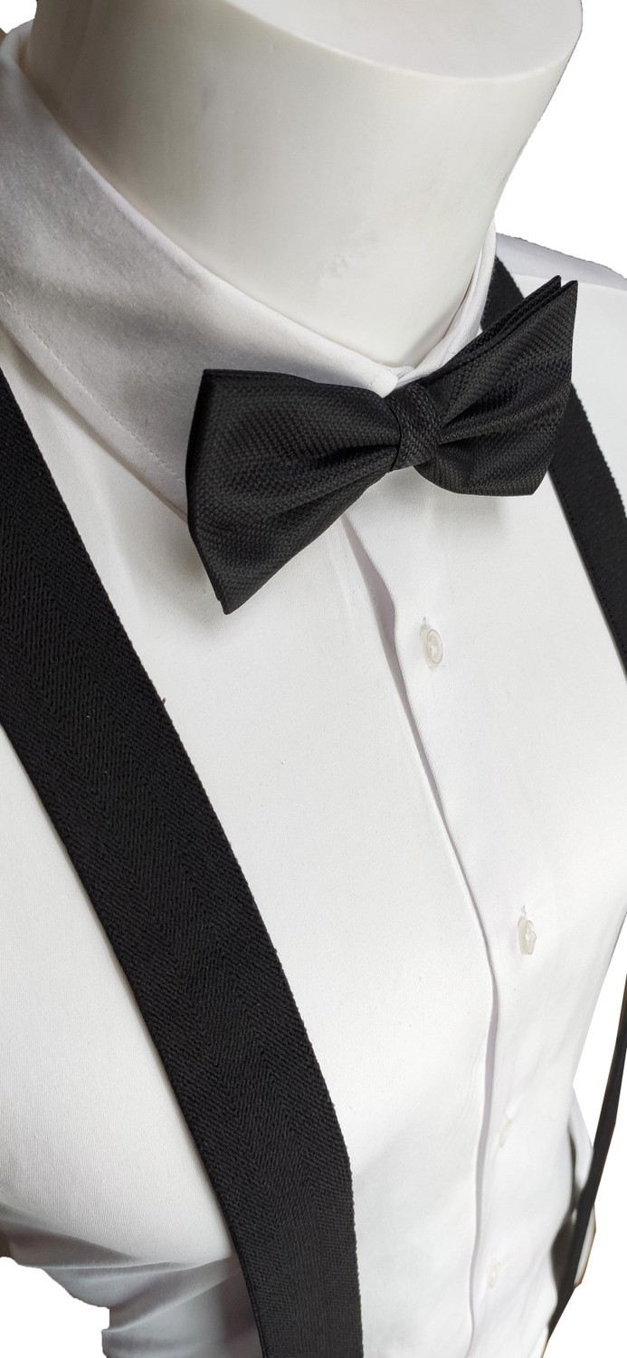 Elegante Cravatte Siyah Renk Pantolon Askısı ve Papyon Seti