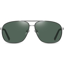 Zaklina Erkek Aviator Polarize Kare Metal Çerçeve Güneş Gözlüğü - Siyah (Yurt Dışından)