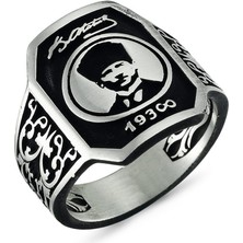 Takılingo Kemal Atatürk Portreli Imza Taşsız Gümüş Erkek Yüzük