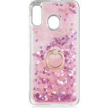 Dlrcase Samsung Galaxy M10S Kılıf Milce Sulu Yüzüklü Silikon Arka Kapak Pembe