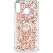 Dlrcase Samsung Galaxy A30 Kılıf Milce Sulu Yüzüklü Silikon Arka Kapak Gold