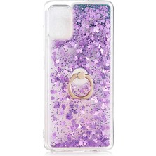 Dlrcase Samsung Galaxy A51 Kılıf Milce Sulu Yüzüklü Silikon Arka Kapak Mor