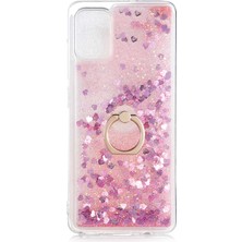 Dlrcase Samsung Galaxy A51 Kılıf Milce Sulu Yüzüklü Silikon Arka Kapak Pembe