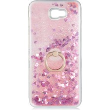 Dlrcase Samsung Galaxy J7 Prime Kılıf Milce Sulu Yüzüklü Silikon Arka Kapak Pembe
