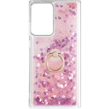 Dlrcase Samsung Galaxy Note 20 Ultra Kılıf Milce Sulu Yüzüklü Silikon Arka Kapak Pembe