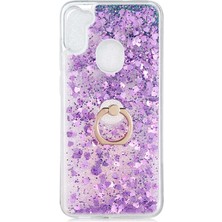 Dlrcase Samsung Galaxy M11 Kılıf Milce Sulu Yüzüklü Silikon Arka Kapak Mor