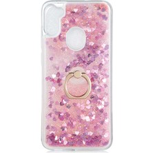 Dlrcase Samsung Galaxy M11 Kılıf Milce Sulu Yüzüklü Silikon Arka Kapak Pembe