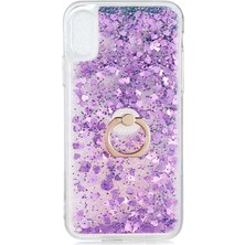Dlrcase Apple iPhone Xs Kılıf Milce Sulu Yüzüklü Silikon Arka Kapak Mor