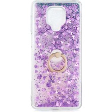 Dlrcase Xiaomi Redmi Note 9 Pro Kılıf Milce Sulu Yüzüklü Silikon Arka Kapak Mor