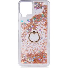Dlrcase Samsung Galaxy A12 Kılıf Milce Sulu Yüzüklü Silikon Arka Kapak Gold