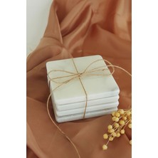 IOA Design Mia 4'lü Set Kare Gerçek İnce Mermer Bardak Altlığı