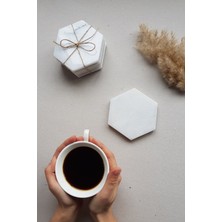 IOA Design Hexagonal 4'lü Set Altıgen Mermer Bardak Altlığı
