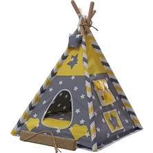 Moonstar Sarı Gri Kedi Köpek Çadırı