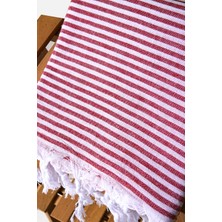 Stelo de Maro Stripy Pamuk Peştamal Kırmızı 100 x 180 cm