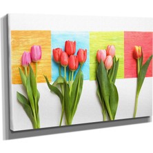 DEKORATIF32 Yağlı Boya Laleler Canvas Tablo