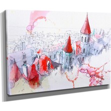 Dekoratif Tasarım4 Çizim Şato Canvas Tablo