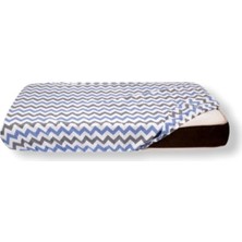 Bebek Özel Pamuklu Bebek ve Çocuk Lastikli Çarşaf  Mavi Zikzaklı 70X130