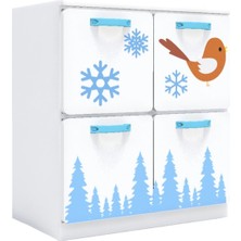 Woody Life 4 Çekmeceli Beyaz Çocuk Dolap Kış Temalı