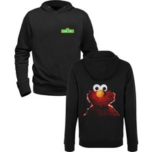 Muggkuppa Susam Sokağı Baskılı Siyah Ön Arka Çocuk Baskılı Sweatshirt