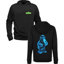 Muggkuppa Susam Sokağı Baskılı Siyah Ön Arka Çocuk Baskılı Sweatshirt