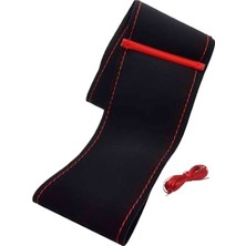 Gürler Oto Aksesuar Vw Caddy 2004 2020 Uyumlu Kırmızı Yüzük Alkantra Direksiyon Kılıf