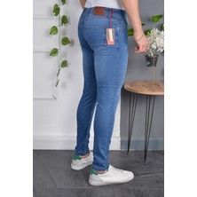Drontin Italyan Kesim Skinny Fit Likralı Canlı Mavi Dar Kesim Tırnaklı Erkek Jean Kot Pantolon