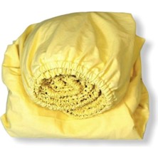 Bebek Özel Pamuklu Bebek ve Çocuk Lastikli Çarşaf  Düz Sarı 80X160