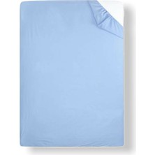 Bebek Özel Pamuklu Bebek ve Çocuk Lastikli Çarşaf  Düz Mavi 80X140