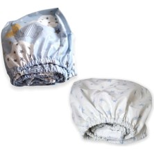 Bebek Özel   Pamuklu Bebek ve Çocuk Lastikli Çarşaf Mavi Ay ve Yıldızlı 90X130 (2 Adet)